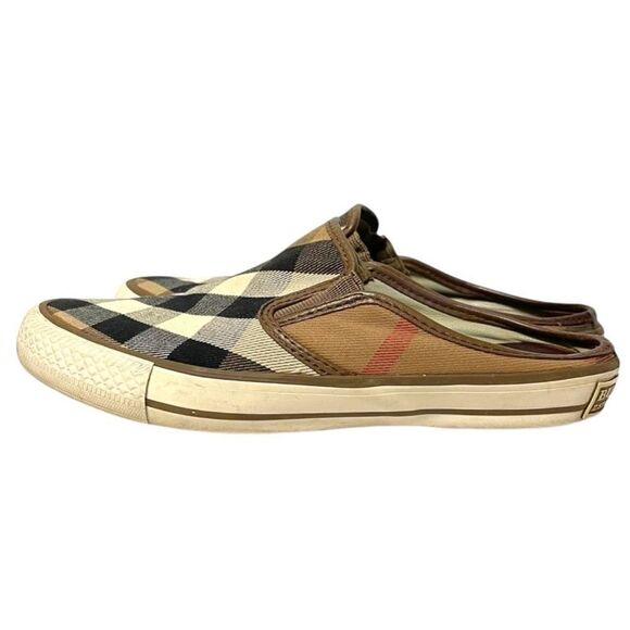 BURBERRY Nova Check Plaid Canvas Slip On Sneakers Slides 37 - Picture 5 of 15